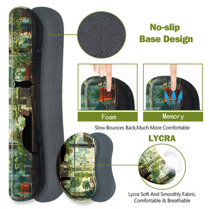 ToLuLu Extended Gaming Mouse Pad, Memory Foam Ergonomic Keyboard Mouse Wrist Rest Support Set, Large Desk Mat with Stitched Edges, Non-Slip Base Mousepad Home Office, Cute Green Japanese Kawaii Cat