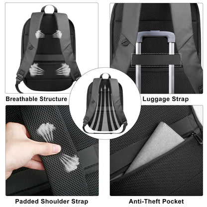 HEROIC KNIGHT Laptop Backpack, Expandable Business Travel Backpack with USB Charging Port, Water-Resistant Anti Theft Laptop Rucksack, Lightweight Computer Work Bag For Men Women, Fits 17.3 Inch-Black