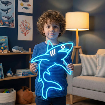 ACOPAEY Shark Neon Sign, Dimmable Ocean LED Neon Lights for Wall Decor, Animal Room Decor for Bedroom, Boys Room, Gaming Room, Man Cave, Gifts for Shark Lovers Gamers, USB Powered, 12.0 x 16.6 Inches