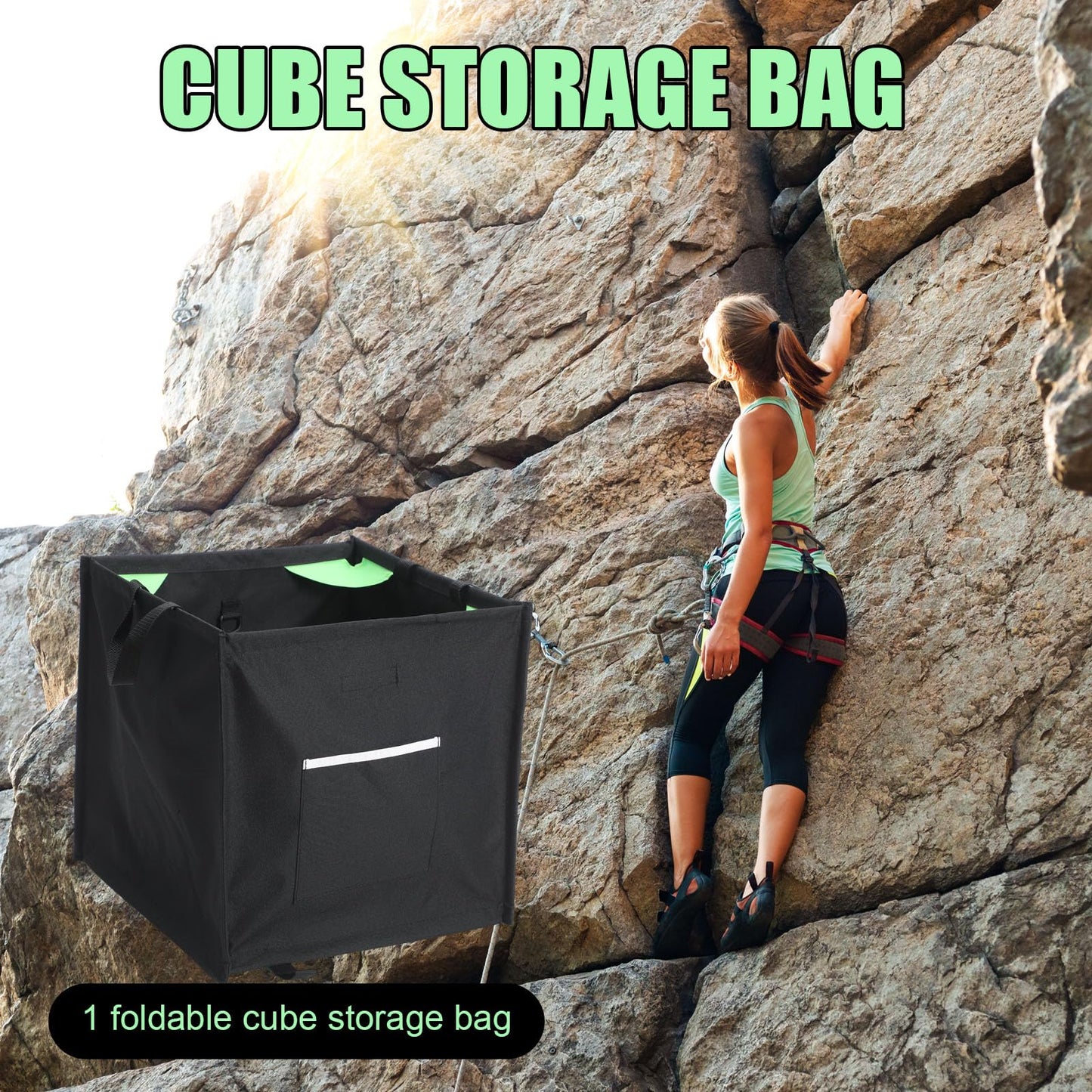 Arrowbash Throw Line Cube Bag - Easy Folding Arborist Throw Line Storage Portable Climbing Rope Organizer Box for Tree Work Outdoor Rope Accessories, Black