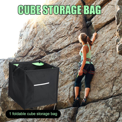 Arrowbash Throw Line Cube Bag - Easy Folding Arborist Throw Line Storage Portable Climbing Rope Organizer Box for Tree Work Outdoor Rope Accessories, Black