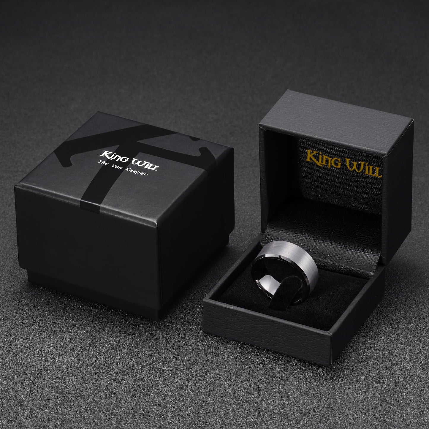 King Will 10mm Tungsten Wedding Band for Men - Gunmetal, Comfort Fit, Size 11