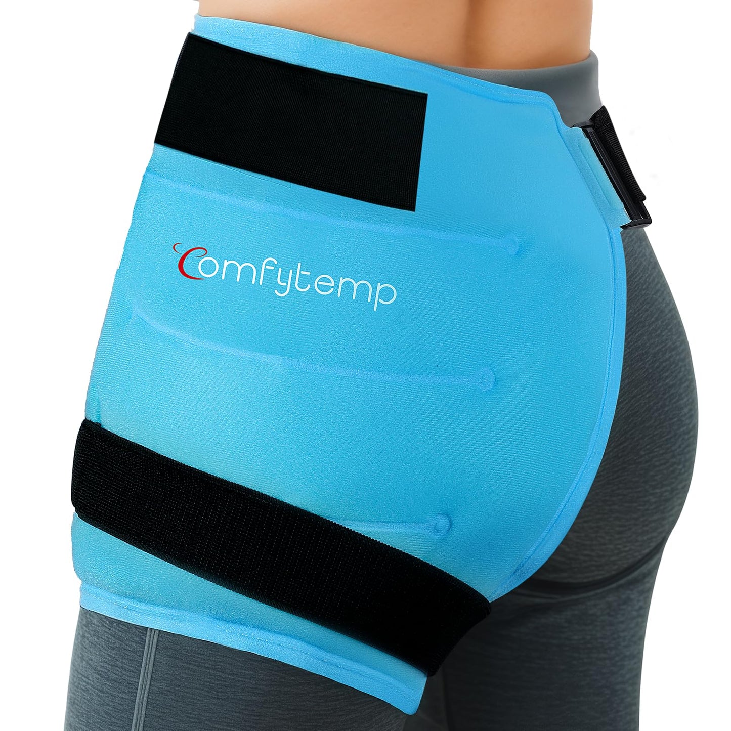Comfytemp Hip Ice Pack Wrap for Sciatica Pain Relief, Hip Replacement Kit After Surgery, Reusable Gel Ice Pack for Injuries, Hot Cold Compress Recovery Items, Fathers Day Dad Gifts for Men, Blue (S/M)