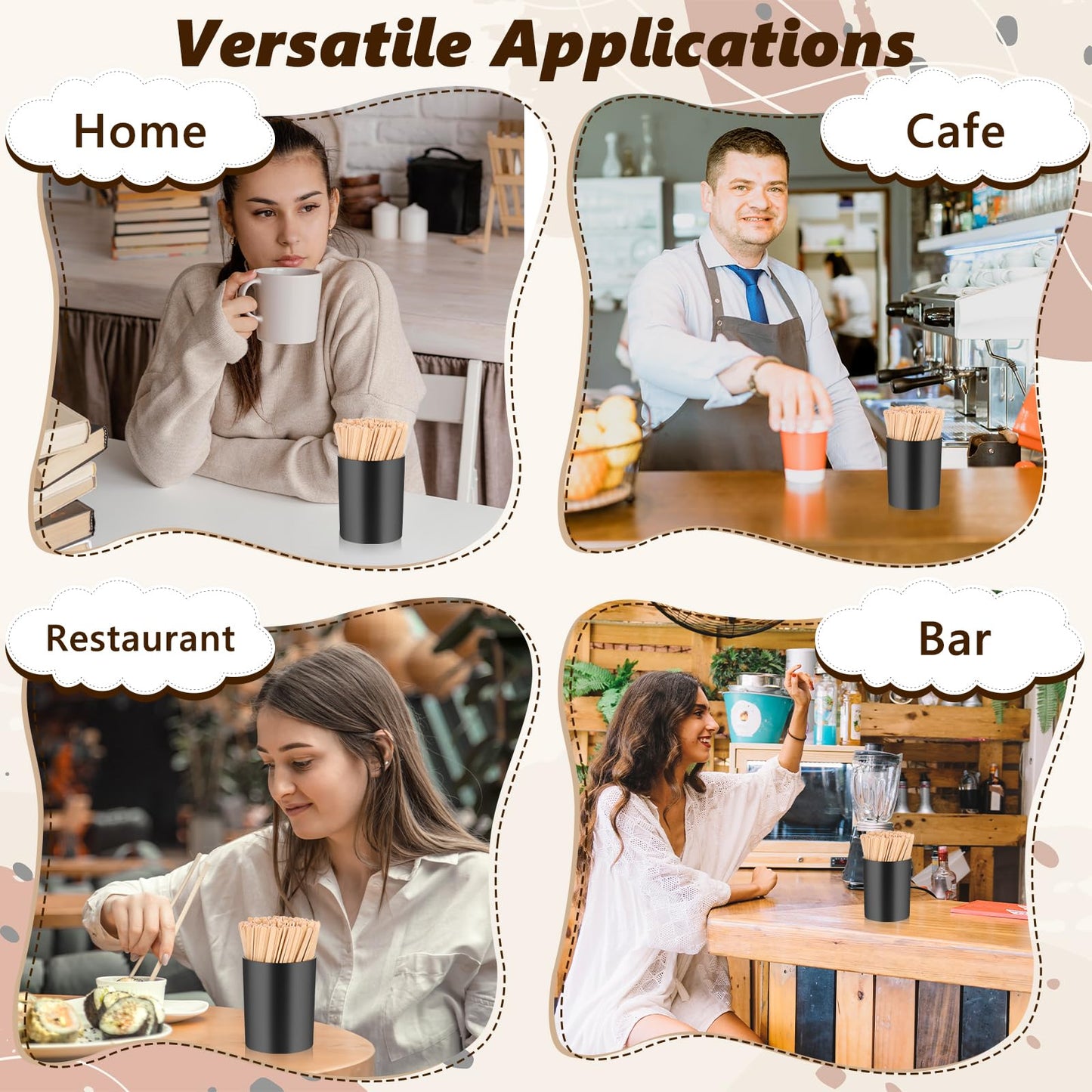 200 PCS Coffee Stirrer and Holder Set Wooden Coffee Stir Sticks 5.5 Inch Disposable Drink Stirrers Beverage Stirrer Sticks for Coffee (Wood & Black, 5.5 Inch Coffee Stirrers)