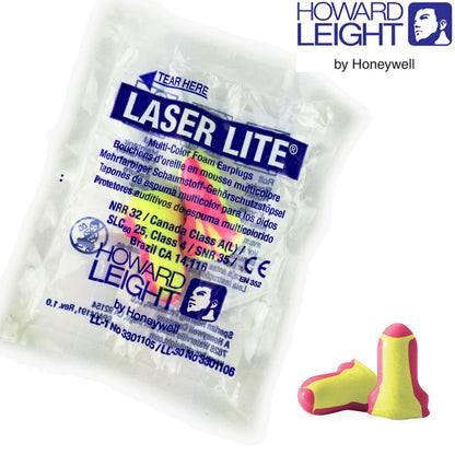 100 Pairs of Howard Leight Laser Lite Individually Wrapped Ear Plugs, Polyurethane