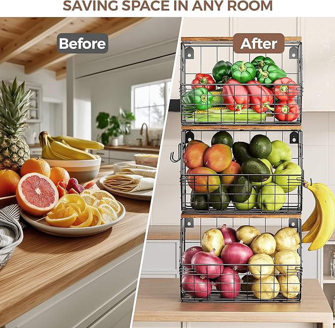 Delamu Stackable Metal Fruit Basket