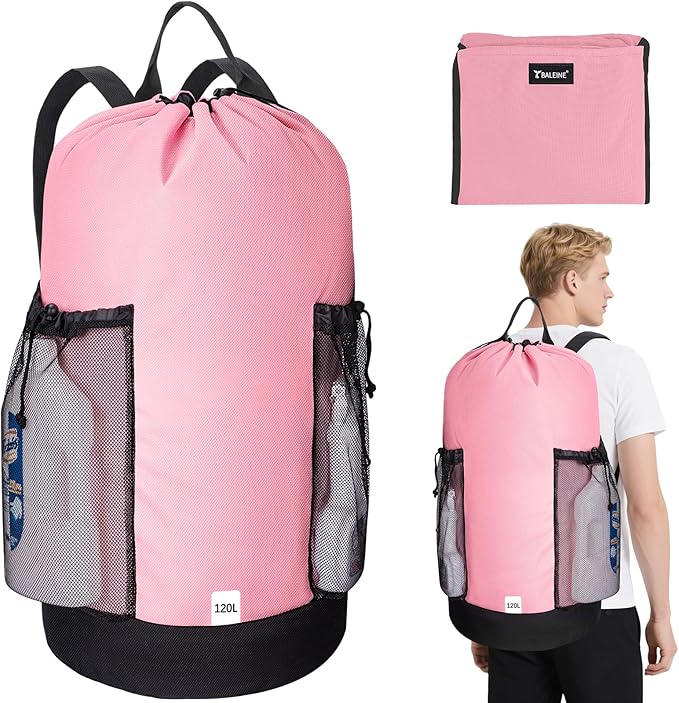 BALEINE 2PK 120L Laundry Bag Backpack, 900D Oxford Fabric Large Travel Laundry