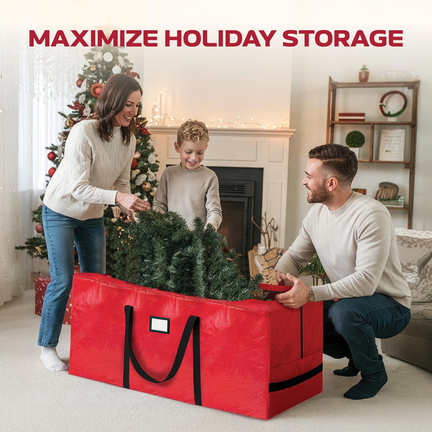 Large Christmas Tree Storage Bag – 9 Ft Artificial Christmas Tree Bag - Durable Heavy-Duty Waterproof Material with Strong Reinforced Handles, Full-Length Zipper for Easy Access, Xmas Tree Storage Box