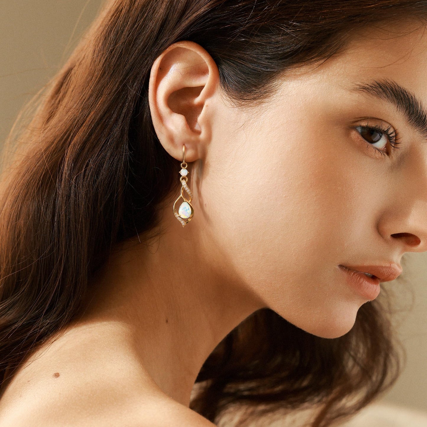 FANCIME 14K Gold Plated October Birthstone Dangle Earrings for Women Teardrop Opal Earrings S925 Sterling Silver infinity Love Birthday Gifts for Mom Women