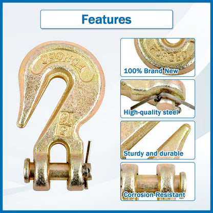 TBAPFS 2Pcs 5/16 Inch Clevis Grab Hooks Grade 70 Chain Hook 5400 Lbs Working Load Limit for Trailer Truck Transport