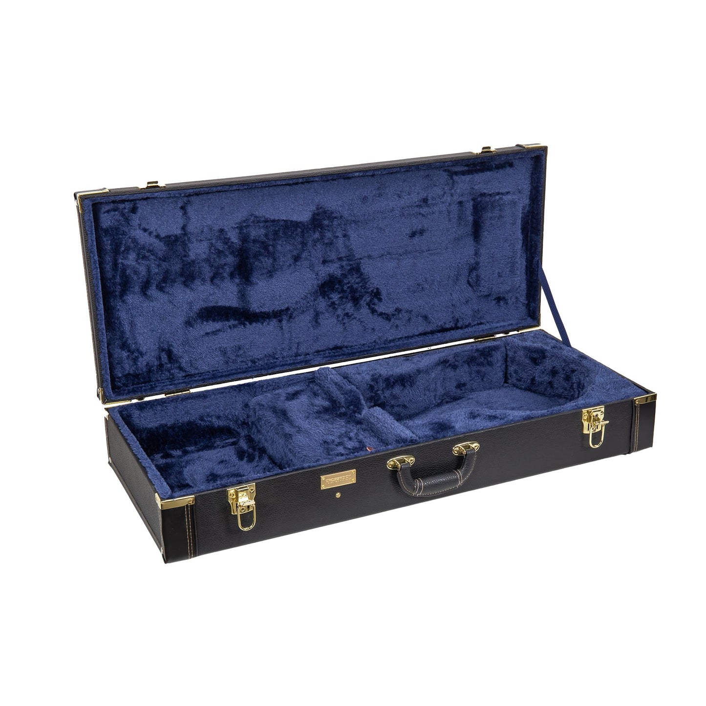 Crossrock Hard-Shell Wooden Case fits F-style Mandola-Stainless Steel Latches, Sponge Lining, Metal Feet, Storage Space - Black (CRW620MLBK-R)