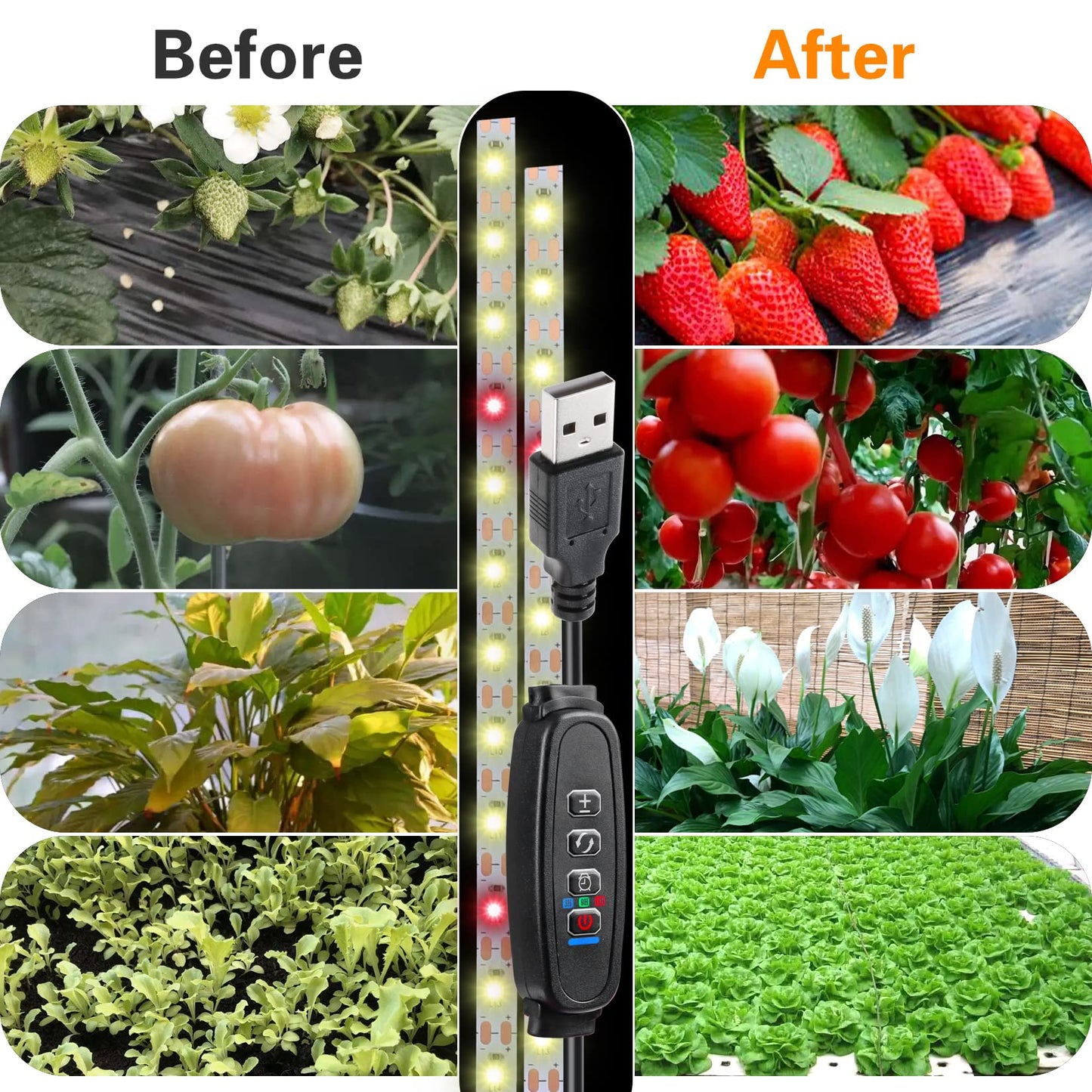 Grow Light Strip Waterproof Grow Lights for Indoor Plants Full Spectrum Plant Grow Lights Indoor with Auto ON/Off Timer White Red 120 LEDs Sunlike Grow Lamp for Plant Light for Indoor Plants (1)