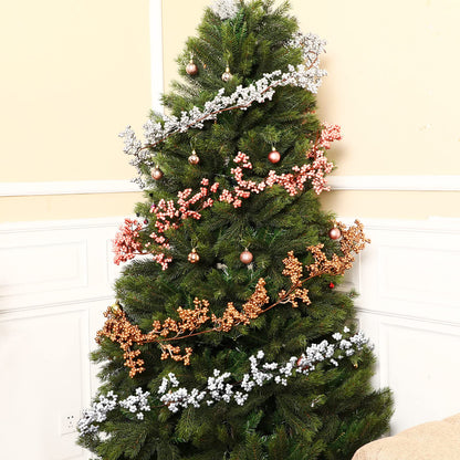 Syhood Winter Berry String Garland with Lights Thanksgiving Artificial Lighted Garland for Home Xmas Winter Tree Decor Office Fireplace Mantel Decoration Holiday Valentines, 6 Ft(White, 1 Pc)