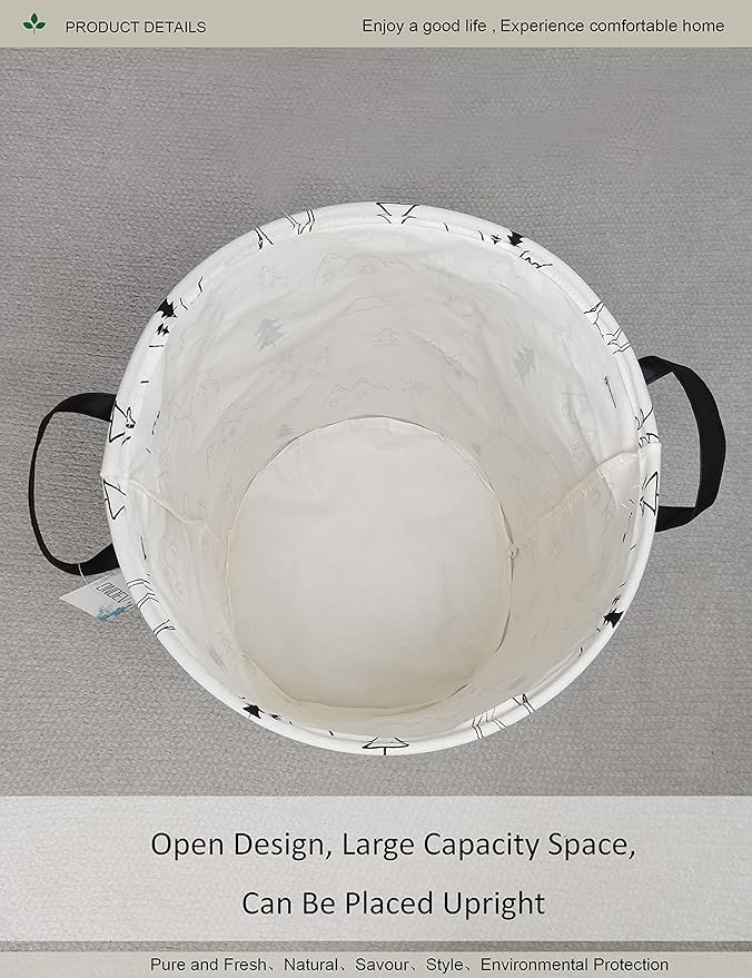 Round Fabric Storage Bin, Decorative Basket, Organizer Basket