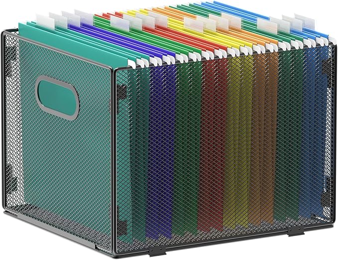 Samstar Hanging File Organizer, Mesh File Folder Organizer File Crate File