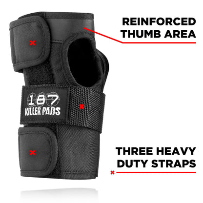 187 Killer Pads Wrist Guards – Ideal for Skateboarding, in-Line Skating/Rollerblading and Roller Derby (Black, X-Small)