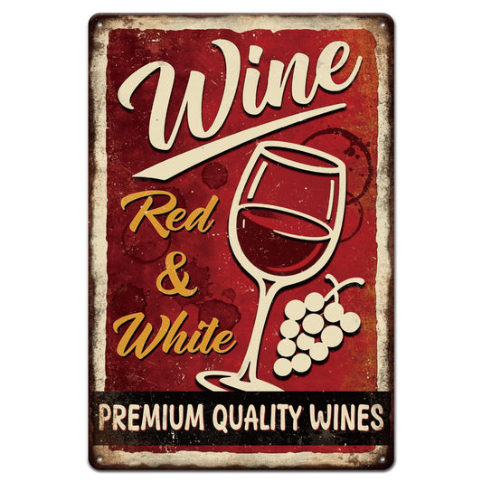 GLOBLELAND Wine Metal Tin Sign "Premium Quality Wines" Vintage Painting Tin Signs 12x8inch Retro Wall Art Plaque Poster for Home Office Cafes Bars Pubs Shop Decoration