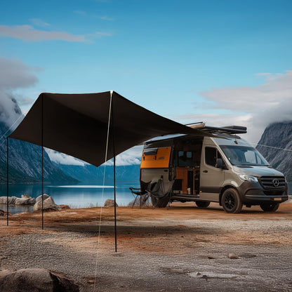 TIMBER RIDGE 19x9.8ft Retractable Car Awning with Blackout Coating, 186ft² Roof Rack Pull-Out Sun Shade Overland Camping, UPF50+ Waterproof Sun Shelter for Vehicle/Truck/Jeep/SUV/Van Green