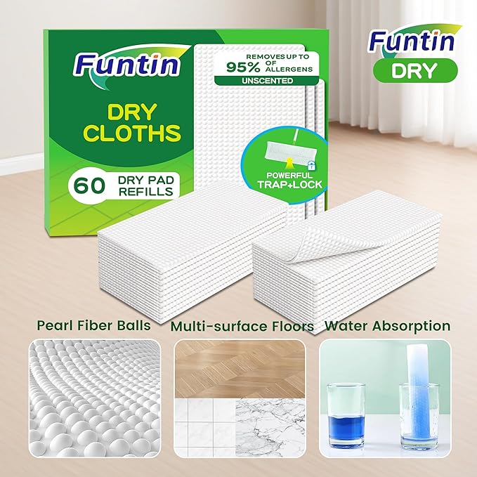 Funtin Thickened Mop Pads for Swiffer Sweeper, Unscented Disposable Mopping