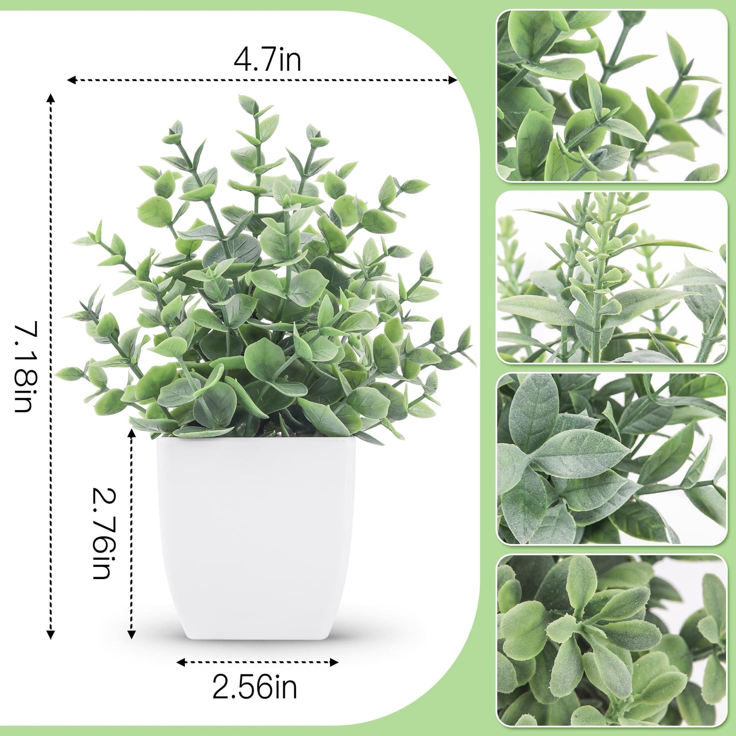 Der Rose 4 Pack Fake Plants Mini Artificial Greenery Potted Plants for Home Decor Indoor Office Table Room Farmhouse Bathroom Decor