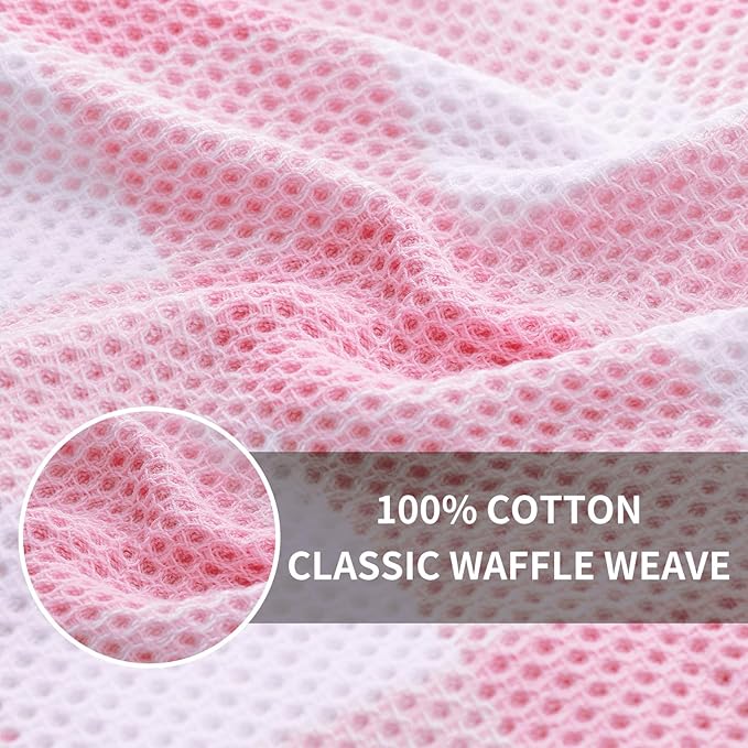 Homaxy 100% Cotton Waffle Weave Check Plaid Dish Cloths, 12 x 12 Inches