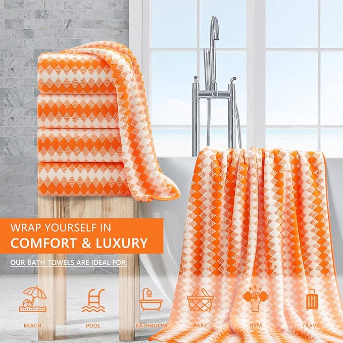 4 Piece Extra Large Bath Towel Set Oversized Bath Sheet 35"x70" Bathroom Towel