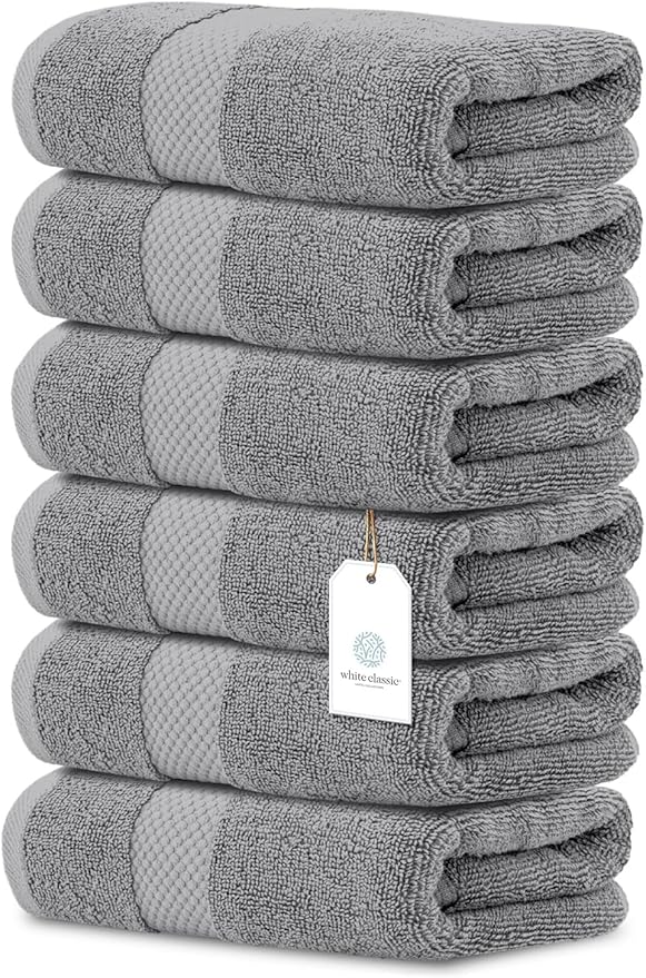 White Classic Luxury Light Gray Hand Towels
