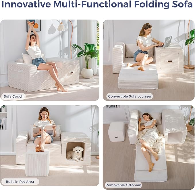 MAXYOYO Folding Sofa Couch, Convertible Floor Sofa