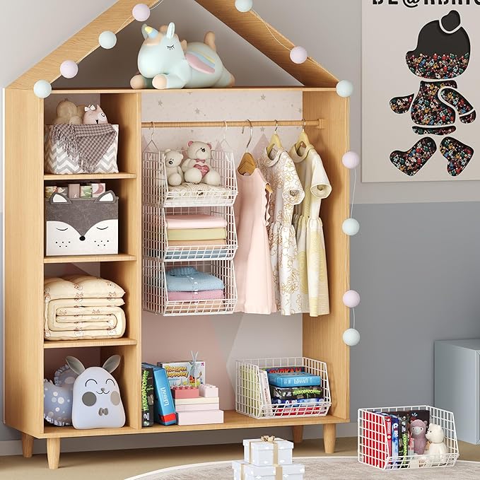 X-cosrack 4 Tier Closet Hanging Organizer, Foldable Closet Shelving