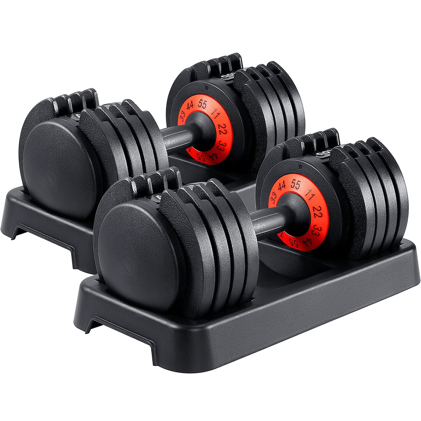 AOTOB 25/55 LBS Adjustable Dumbbell Set, Anti-Slip Fast Adjusting with Turning Handle, Adjustment for Men and Women, Weights Pair for Compact Home Gym Exercise Strength