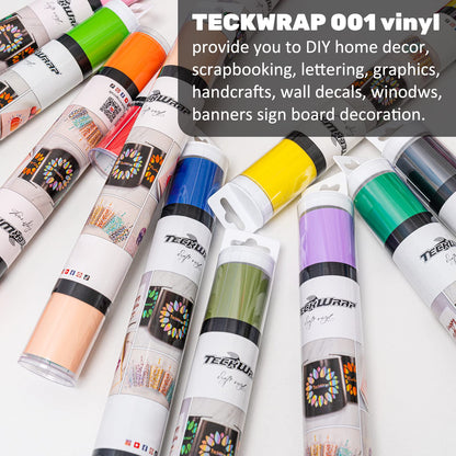TECKWRAP 001 Vinyl Matte Permanent Adhesive Vinyl for Craft Decal Projects 12" x 10ft, Matte Baby Blue