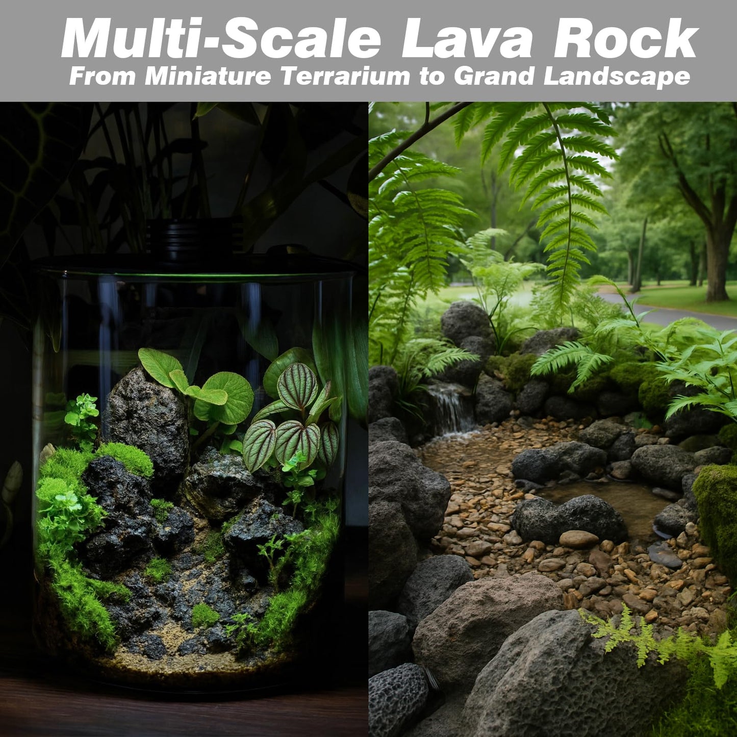 Black Lava Rocks 10lb Natural Volcanic Stones for Aquarium Fish Tank Fire Pit Succulent Planters Bonsai Garden Aquascaping Decor,6-8 Pcs 4-7 inches