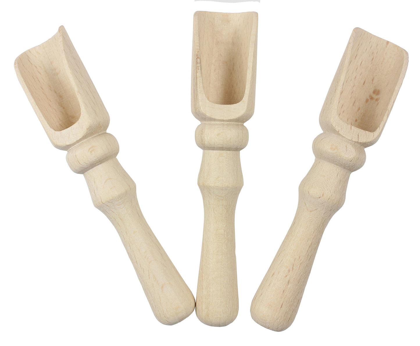 efo Long Grip Wooden Scoop Set 3pcs - Multipurpose Wooden Spoons - Wood Salt and Spice Scoops – Rustic Bath Salt Scoop - Wooden Seed Scoop - (3x4 3/4" (12cm))