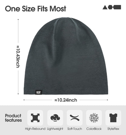 SUNMECI Skull Cap for Men Women - Soft Stretchy Chemo Hair Loss, Day & Night Sleep Hat, for Summer & Winter Running Cycling Dark Heather Gray