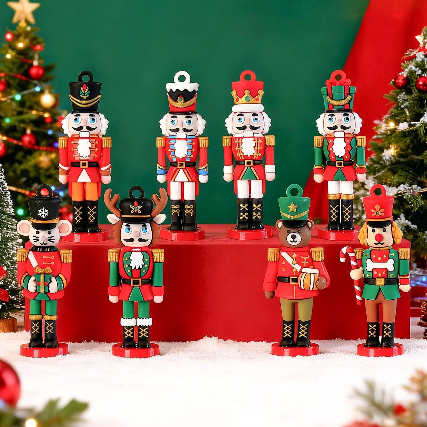 8PCS Christmas Nutcracker Ornaments for Tree, Vivid Nutcracker Soldiers Christmas Tree Decorations for Xmas Tree Festive Hanging Ornament Holiday Party Decor