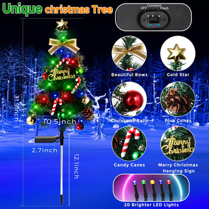 BEIDOULU Solar Christmas Decorations Outdoor，DEIDOULU Solar Christmas Tree, 2 Pack 40 Led Light 2 Modes Outdoor Xmas Tree Light décor Pathway Lights Patio Yard