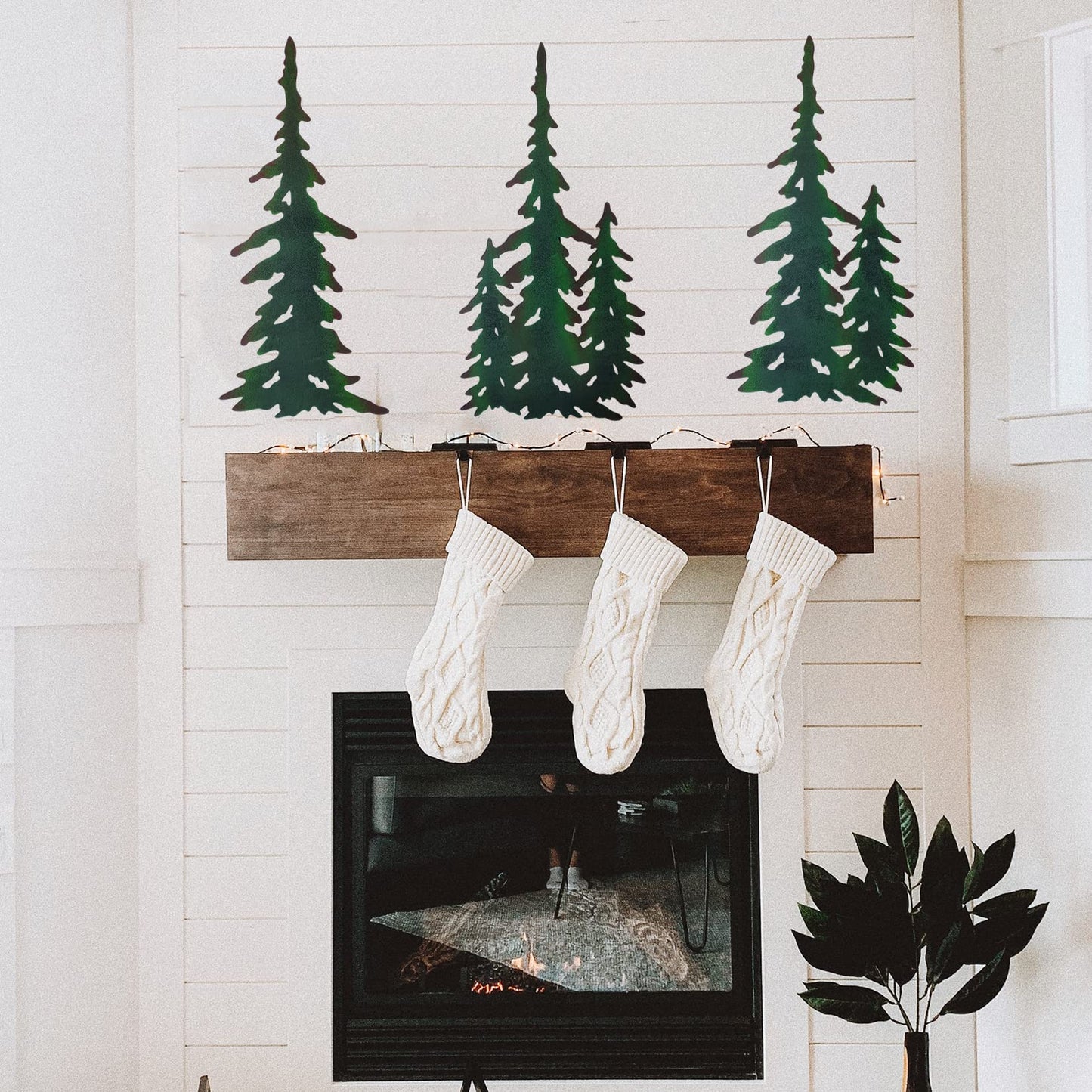 J-Fly Pine Wall Hanging Metal Christmas Tree Decor Outdoor Metal Wall Art Pine Wall Art Valentine Metal Art for living room Bedroom bathroom kitchen porch Valentine wall decor 15 Inch