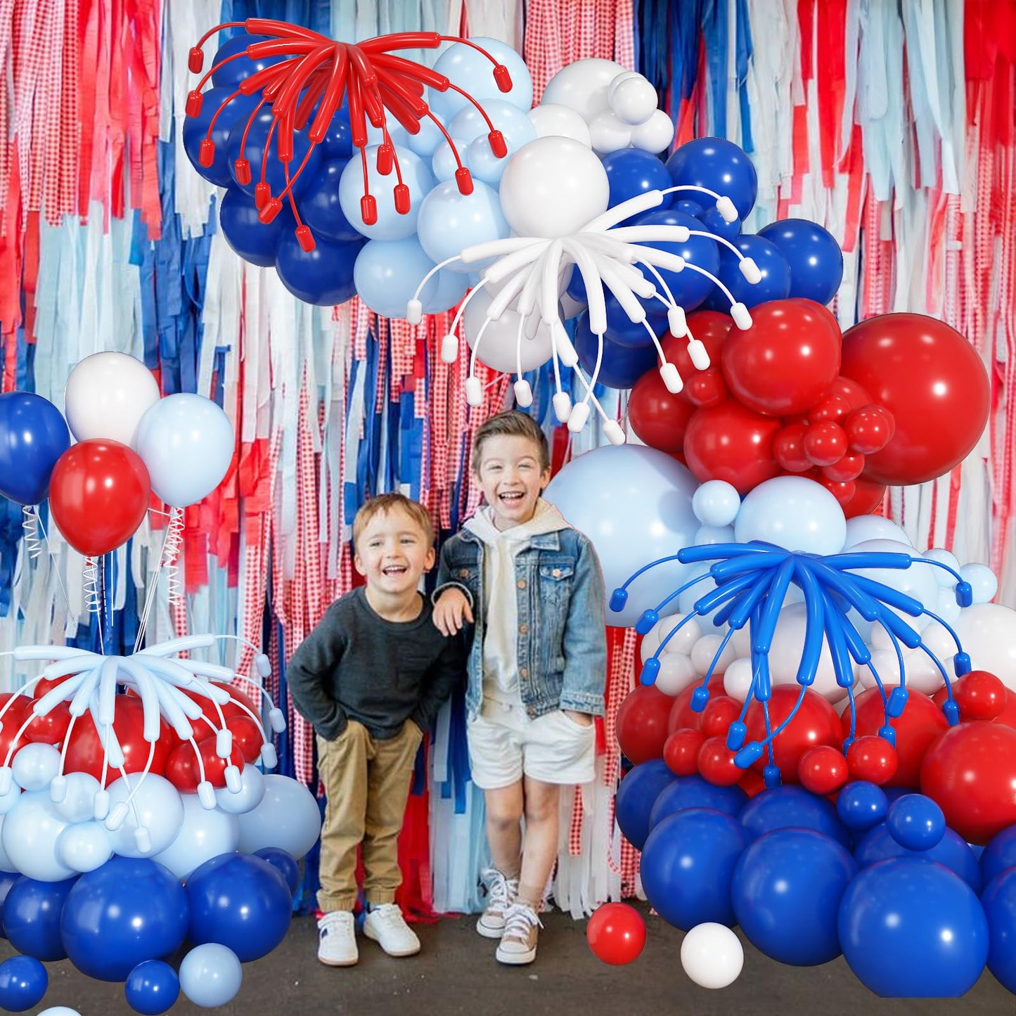 Red White Blue Balloon Arch Kit, 4th of July Independence Royal Blue Red White Latex Helium Balloon Garland for Patriotic Baseball Nautical Birthday Baby Shower Graduation Party Decorations