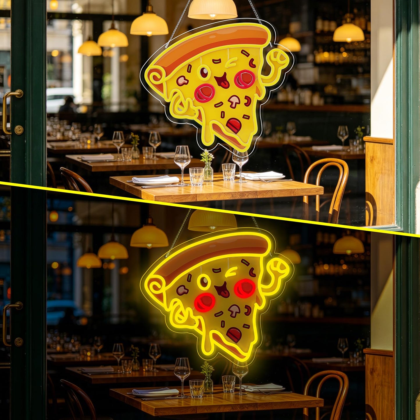 Pizza Neon Sign for Wall Decor, Dimmable Delicious Mr. Pizza LED Neon Light Sign, USB Powered Fast Food Business Signs for Shop, Home, Man Cave, Bar Party Decoration, Christmas Birthday Gifts
