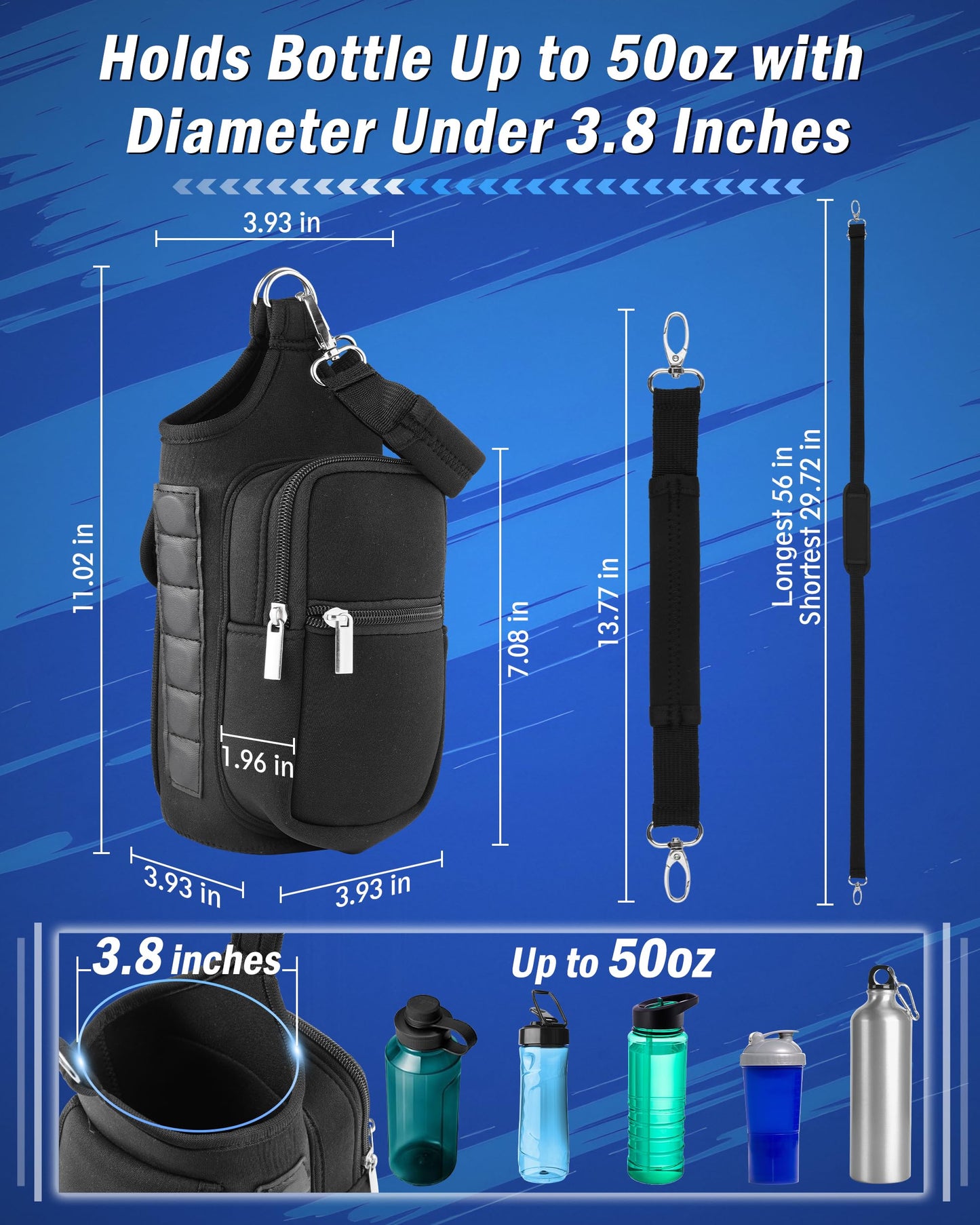 Gym Carrier, Magnetic Gym Pouch, Tumbler Carrier with Strap Phone Pockets, Fitness Portable Crossbody Bag with 6 Built-in Magnets, Gym Carrier with strap, Magnetic bag holder for Running Traval Sports