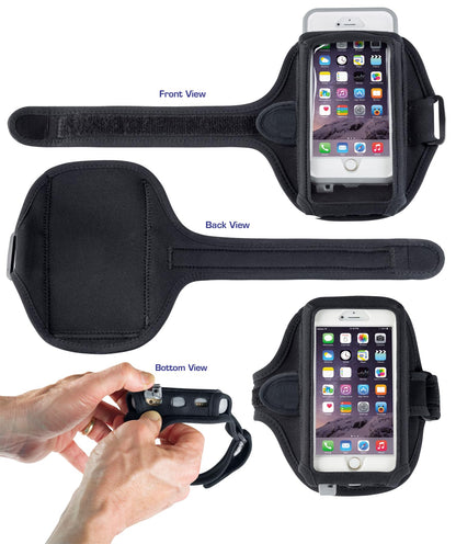 Tune Belt AB92 Cell Phone Armband for Running - Fits iPhone 17/16/15/14/13 Pro Max, Plus, Samsung Galaxy Ultra/Plus/Note and Large Phones with Protective Cases, Sweat-Resistant Exercise Holder (Black)