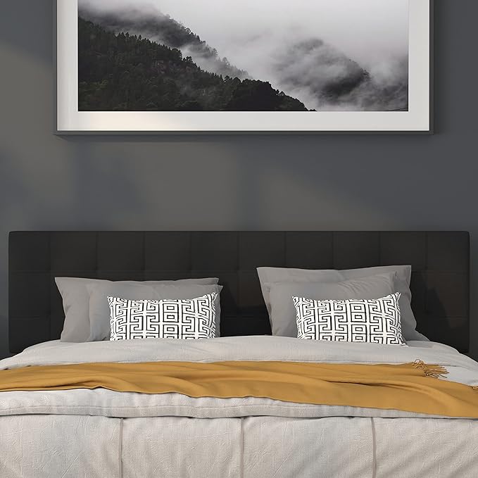 Flash Furniture Bedford Tufted Upholstered King Size Headboard in Black Fabric