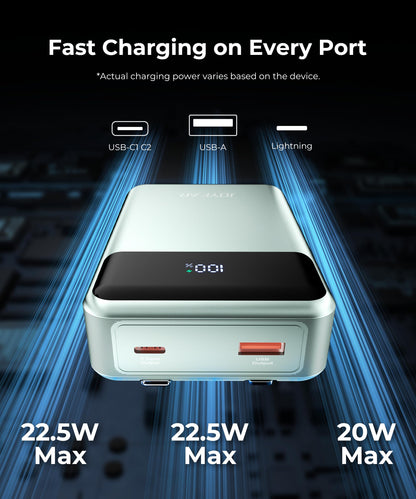 Portable-Charger-Power-Bank Travel Essentials Battery Pack USB C 30000mAh Built in Cable 22.5W Phone Fast Charging Powerbank Compatible with iPhone 16 15 14 13 12 11 iPad Samsung Google Xiaomi