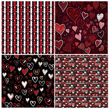 Valentine’s Day Scrapbook Paper 12 x 12 Double Sided Printing Red Black Heart Love Patterned Craft Paper for Card Making Photo Album Wedding Anniversary Party Decorative 24 Sheets