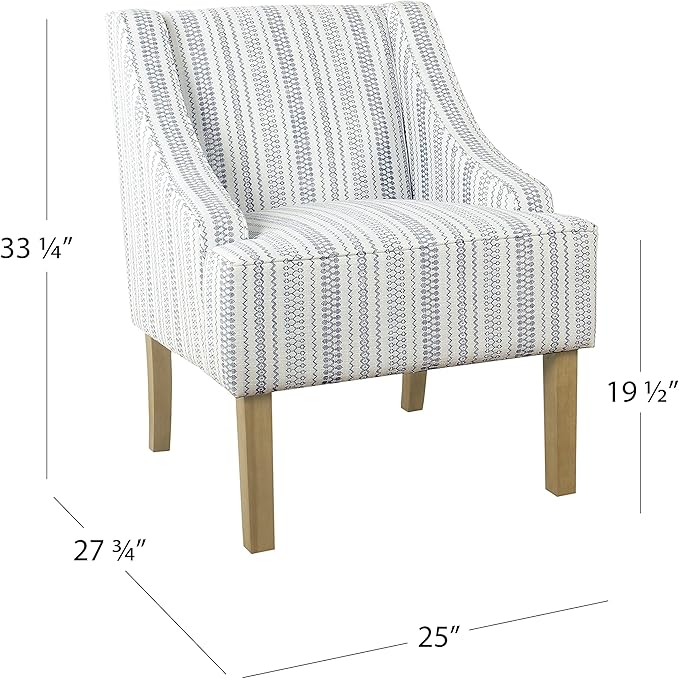 HomePop Swoop Arm Accent Chair, Ivory Stripe
