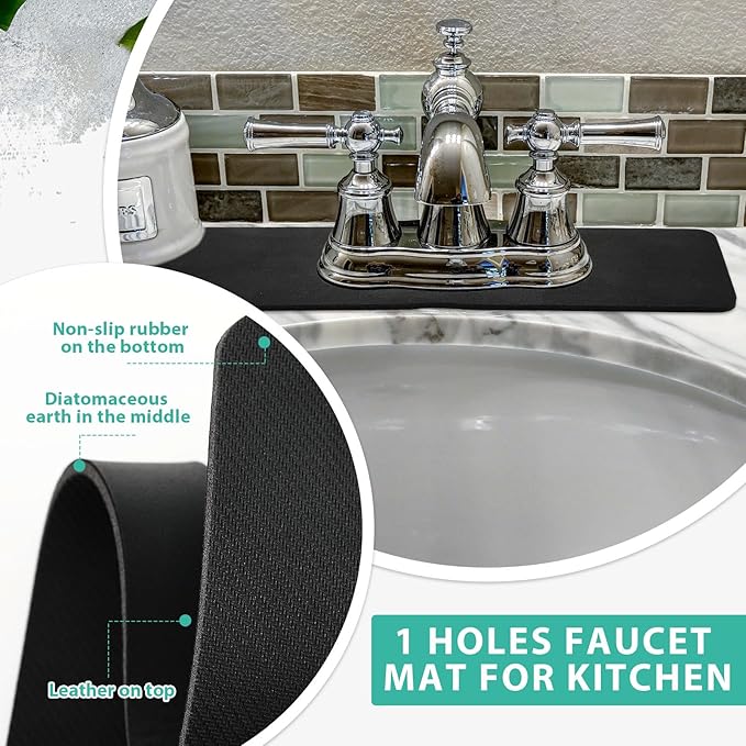 Tioncy 2 Pcs Faucet Mat Sink Splash Guard Oval-hole Oval Splash Pad