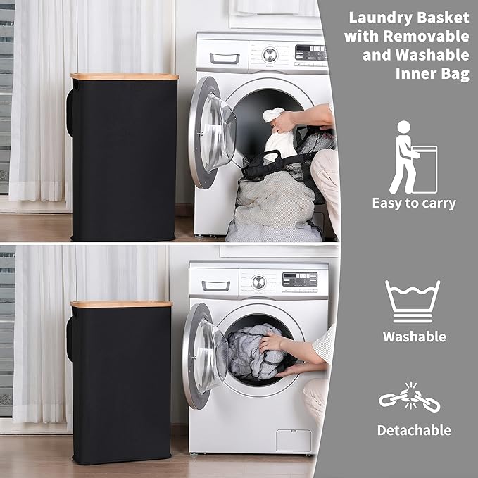 60L Slim Laundry Hamper, Narrow Laundry Basket