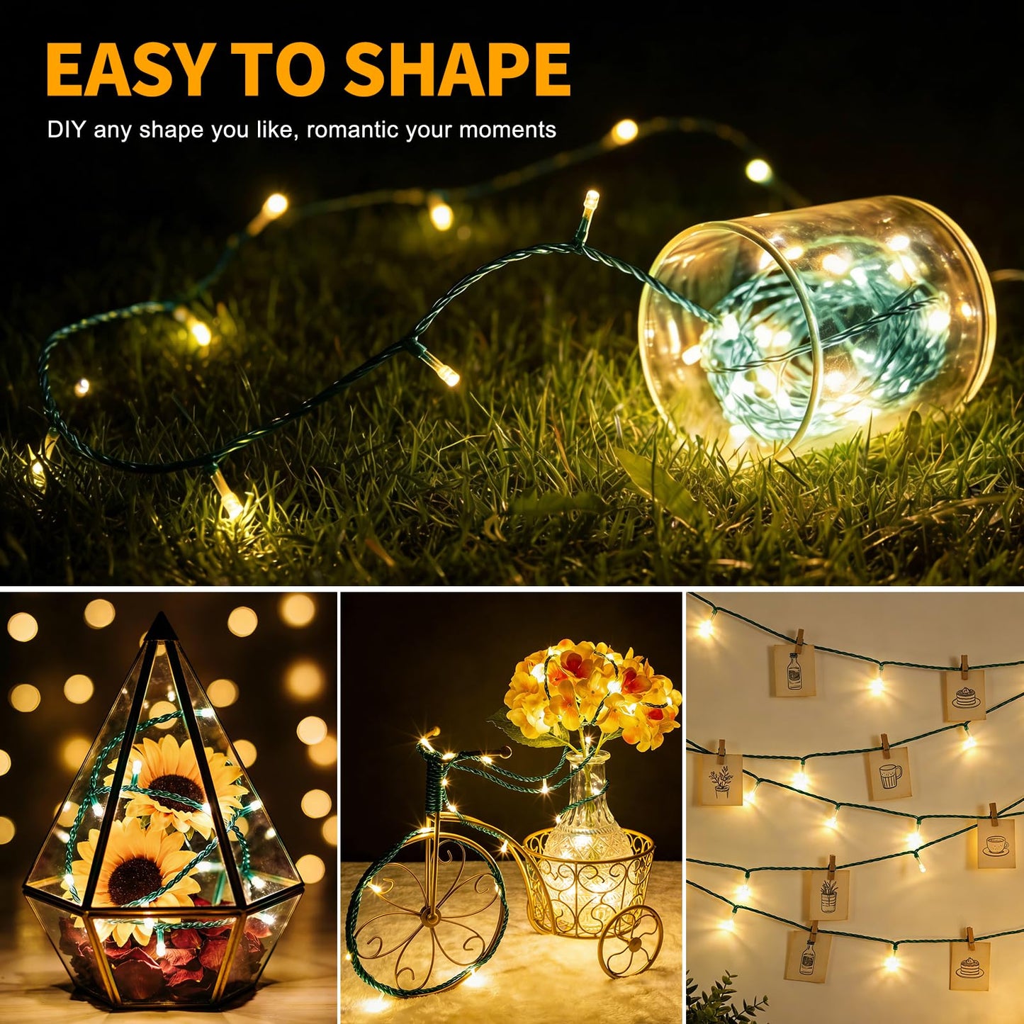LUMLLSAJI 100 LED Fairy Lights 33 ft LED Twinkle Lights 8 Modes Plug-in with Memory Function Green Christmas String Light for Bedroom Xmas Tree Wreath Patio Party Spring Outdoor Decor