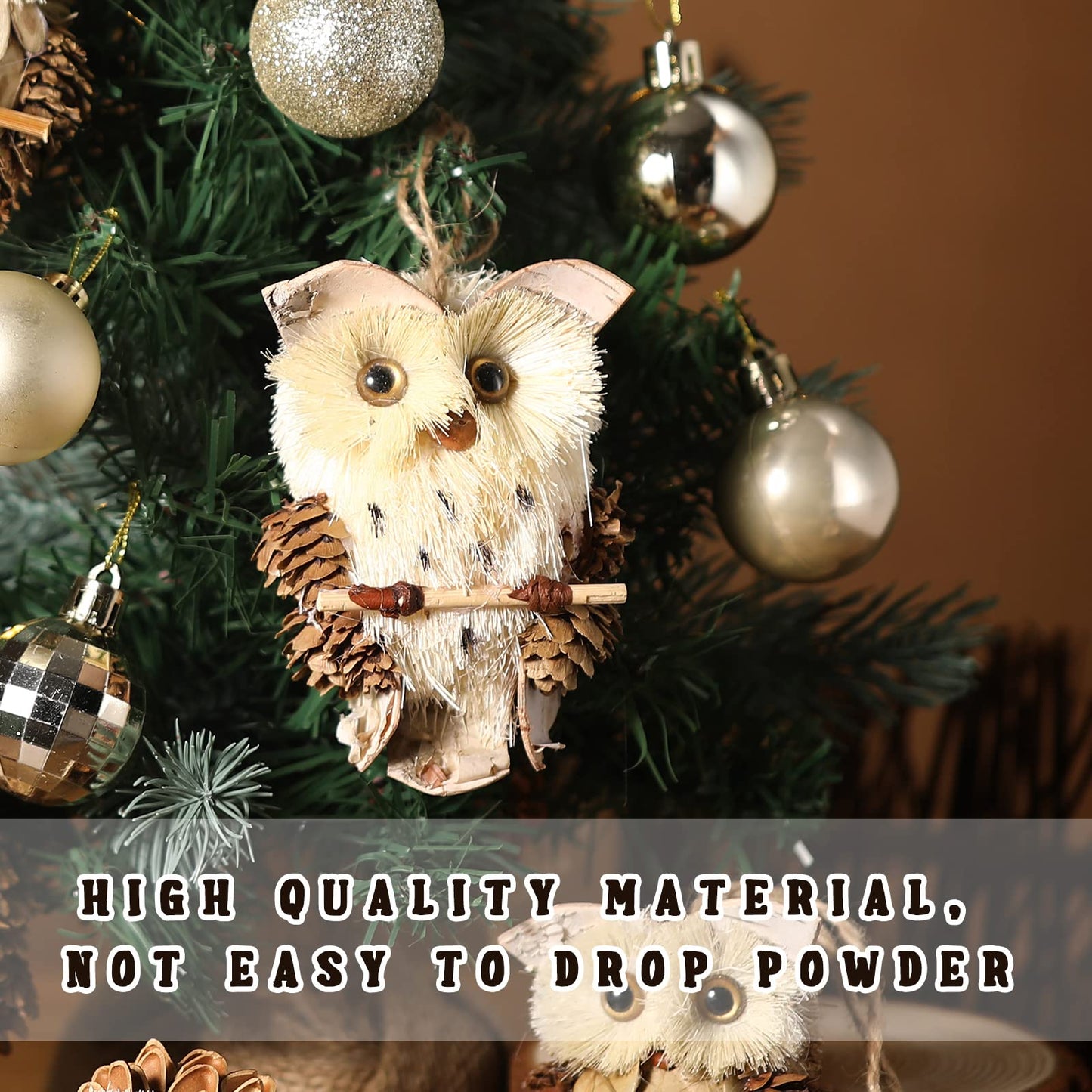 Sotiff 68 PCS Woodland Christmas Tree Ornaments Decoration Set - Includes Forest Animal, Gold Ball, Hedgehog, Jute Tree Wrap & Bows for Farmhouse Rustic Fall Winter Holiday Party Decor