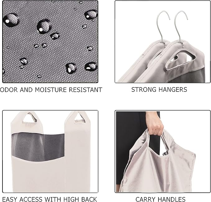 The Fine Living Co. Hanging Laundry Hamper Bag, Heavy Duty Hanger, Space Saving